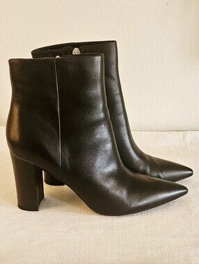 Marc Fisher Black Pointed Toe Block Heel Ankle Boots